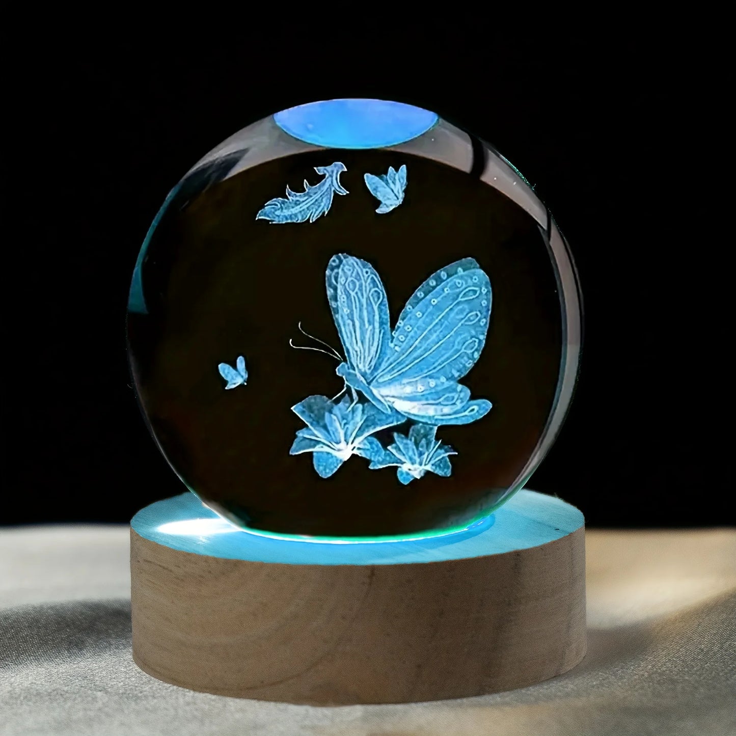 Decorazione Della Stanza Con Sfera Di Cristallo 3D E Base Led Per Luce Ambientale Nel Soggiorno
