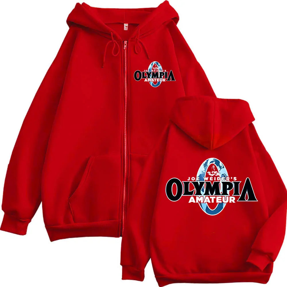 Olympia Fitness Gym Merch Felpe Con Zip Maniche Lunghe Con Cappuccio Uomo Donna Moda Streetwear Alta Qualità