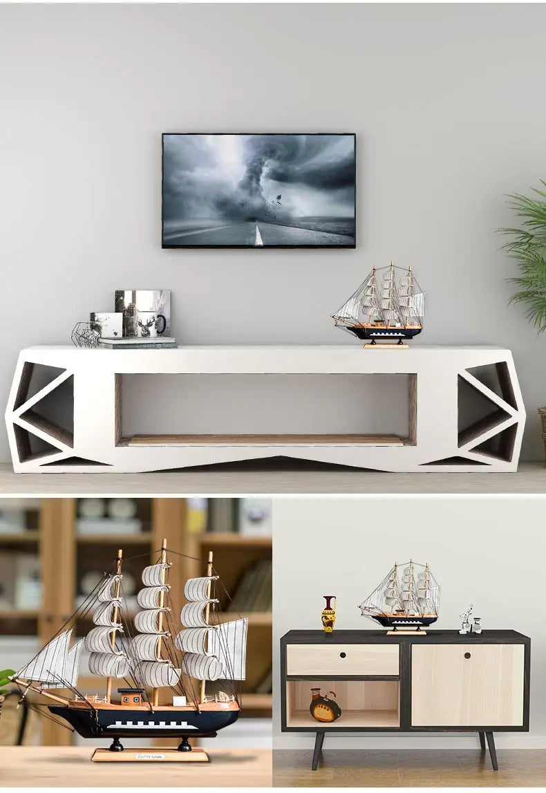 Modello Di Barca A Vela In Legno Per Decorazioni Della Casa In Stile Mediterraneo Accessori Regalo Compleanno