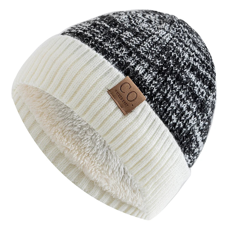 Nuovi Cappelli Invernali Unisex Bicolore Con Fodera In Pelliccia Berretto Caldo Lavorato A Maglia Per Uomo E Donna