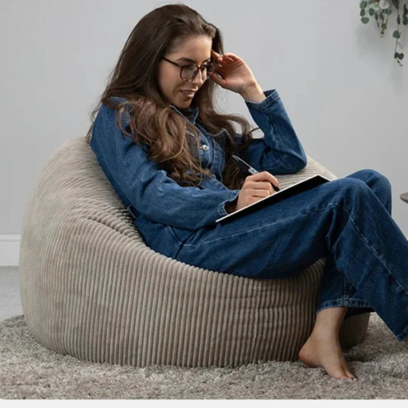 Otautau Pouf In Velluto A Coste Senza Riempitivo Pavimento Beanbag Sedia Lettino Ottomano Mobili Senza Telaio DD025