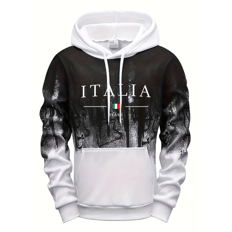Felpa Con Cappuccio Da Uomo Stampata In Italia Athleisure Autunno Inverno Maniche Lunghe Alta Qualità 2025