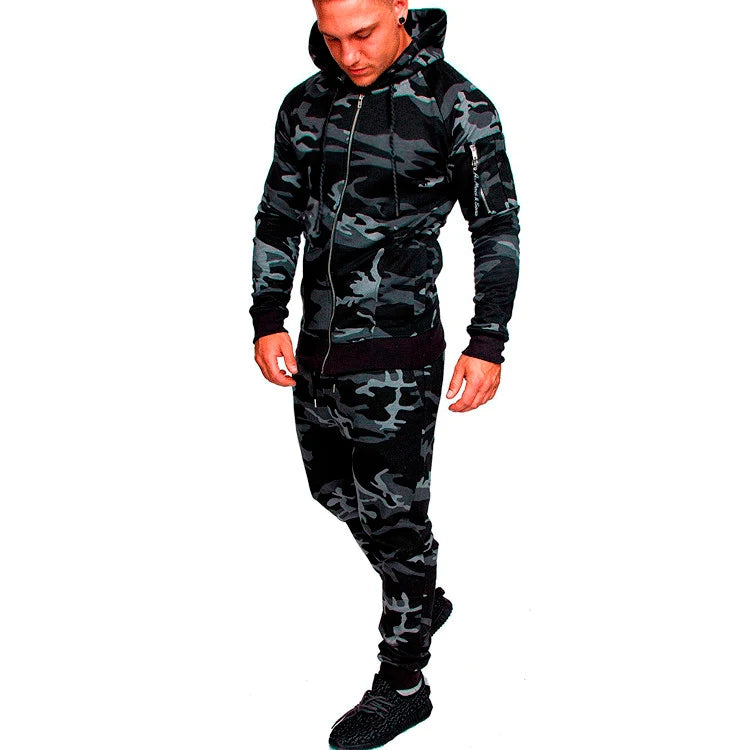Set Abbigliamento Sportivo Da Uomo Due Pezzi Felpa Con Cappuccio Tattico Militare Pantaloni Traspirante Caldo Jogging