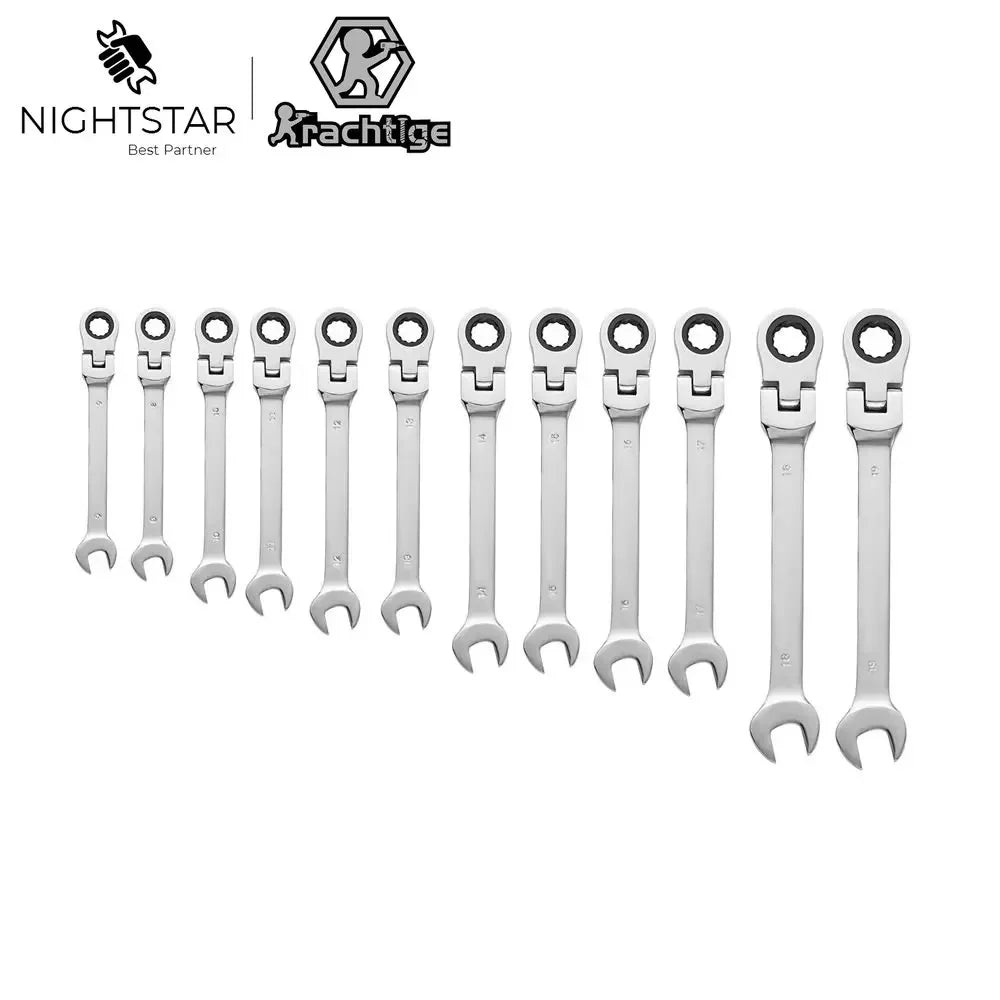 Set Chiavi A Cricchetto Reversibile Multitaglia Da 6 Mm A 19 Mm In Acciaio Cromo Vanadio Strumenti Per Dadi