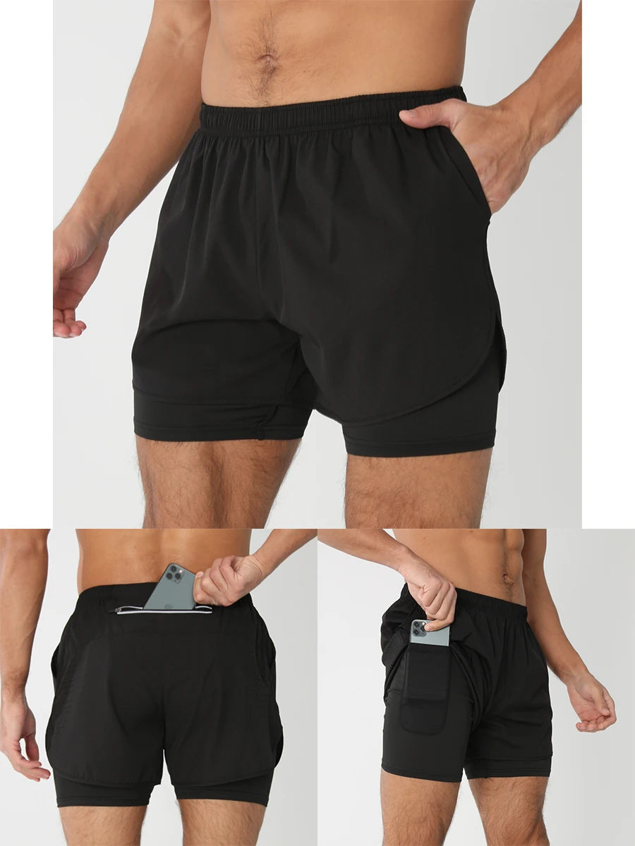 Pantaloncini Da Corsa Da Uomo 2 In 1 Palestra Asciugatura Rapida Pantaloni Corti Sportivi Estivi