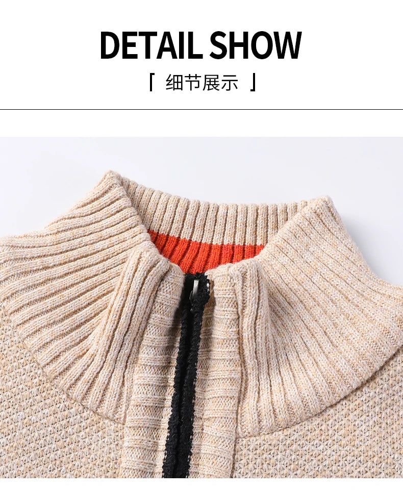 Maglione Lavorato A Maglia Con Colletto Rialzato Da Uomo Autunno Inverno Cardigan Slim In Tinta Unita Coreana