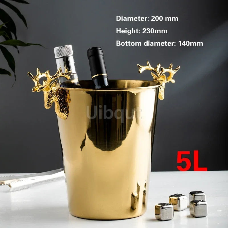 Secchiello Per Il Ghiaccio In Acciaio Inossidabile Dorato Con Motivo Martello Creativo Per Vino Rosso Champagne