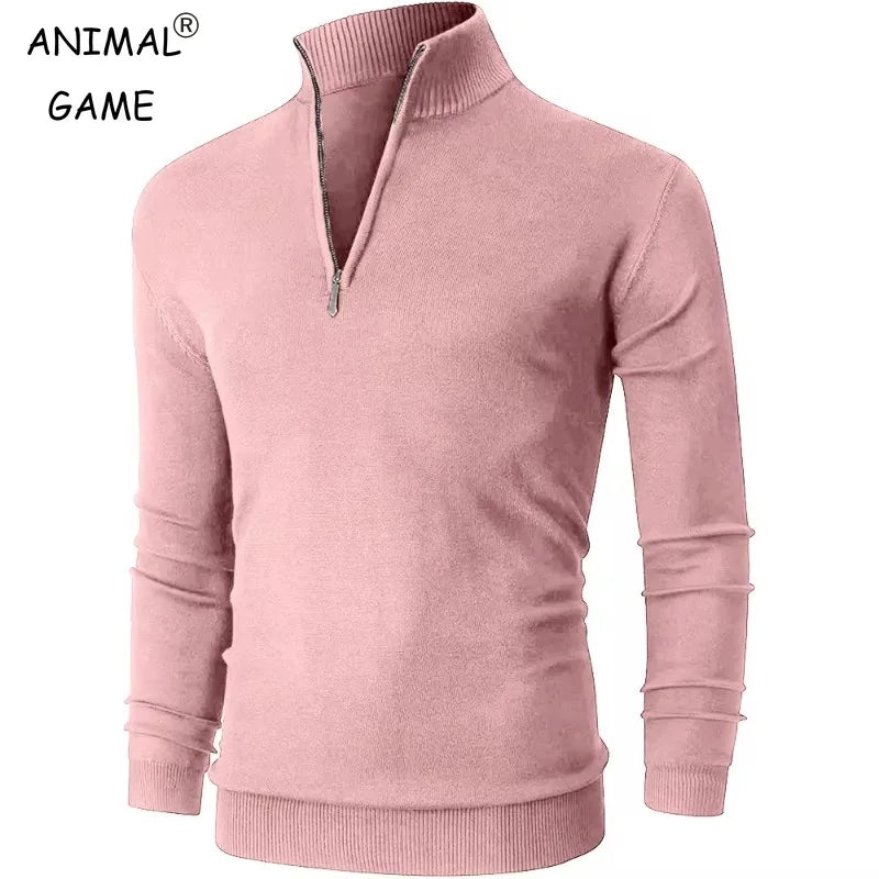 Dolcevita Uomo Con Mezza Cerniera Caldo Inverno Streetwear Collo Alto Versatile Ufficio Tempo Libero