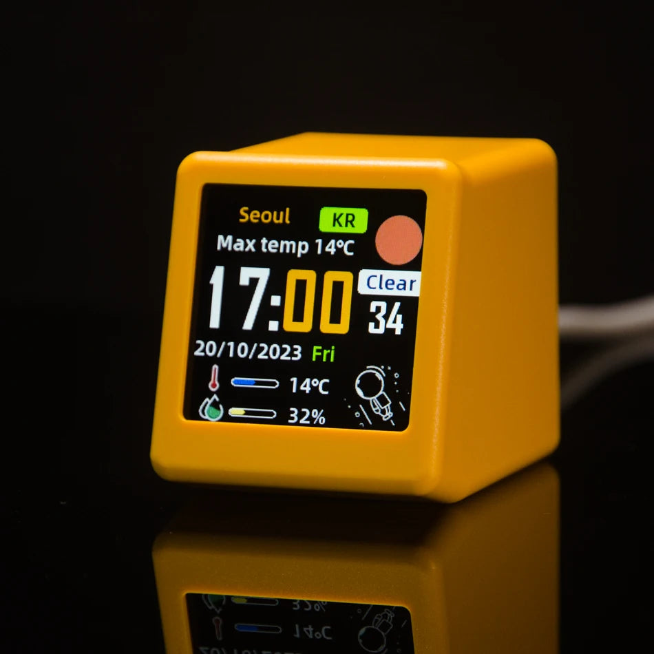 Stazione Meteo WiFi GeekMagic Ultra Smart Con Orologio Da Comodino Album E Animazioni GIF Decorazione Da Scrivania