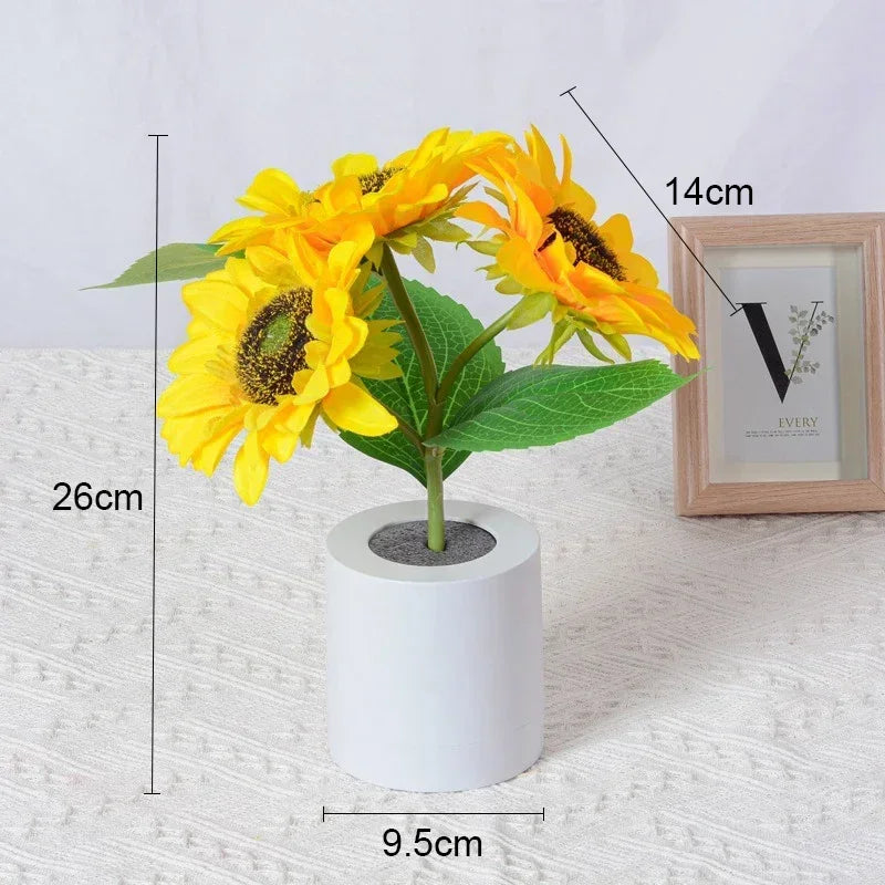 Set Di 3 Luci Notturne LED Ricaricabili Tema Girasole Per Camera Da Letto Comodino Lampade Da Tavolo