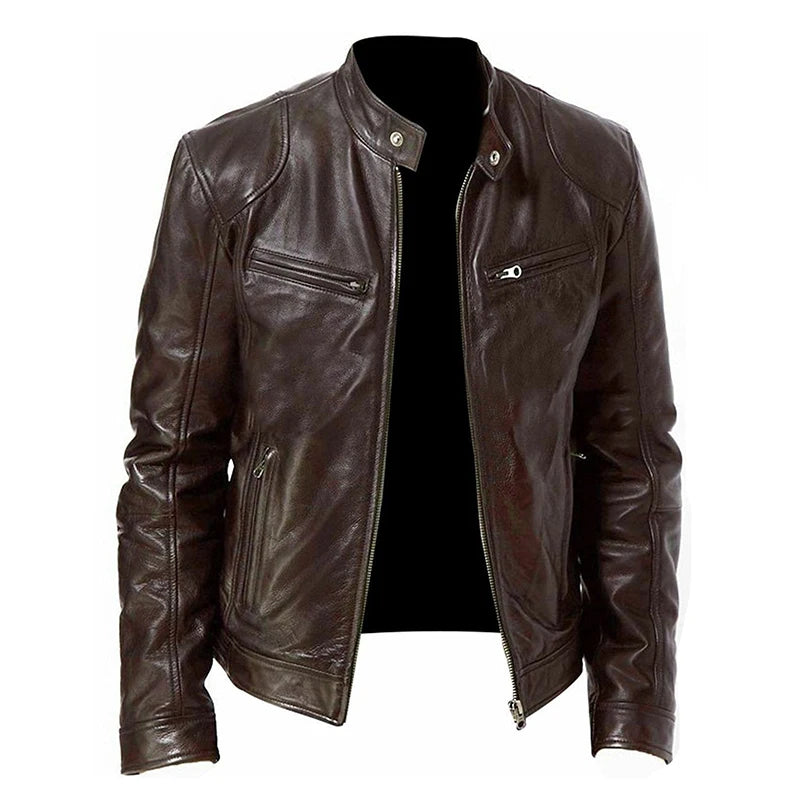 Giacche Da Moto 2024 Uomo Slim Fit In PU Pelle Sintetica Antivento Autunno Moda Casual Con Bavero