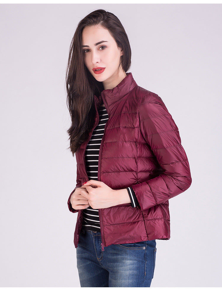Cappotto Imbottito Femminile Ultraleggero Ripiegabile Collo Alla Coreana Slim Fit Da Ufficio 2023 Nuovi Arrivi