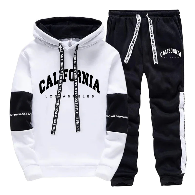 Tuta Sportiva Uomo Con Felpa E Pantaloni Con Cappuccio Stampa Di Qualità Primavera Casual Abbigliamento All Aperto