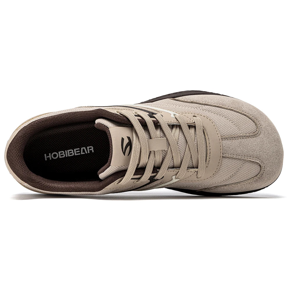 Hobibear Scarpe Minimaliste In Pelle Sintetica A Calzata Larga Sneakers Retro Allacciate Per Uomo E Donna Traspiranti