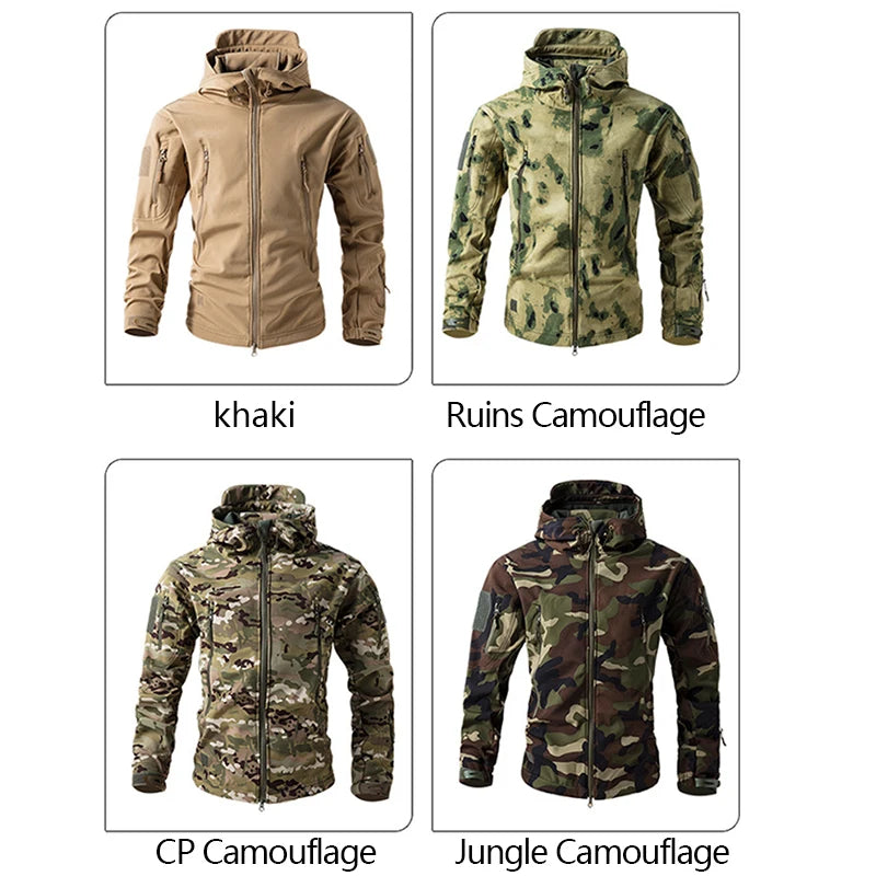 Lurker Giacca Soft Shell Tattica Pelle di Squalo Uomo Impermeabile con Cappuccio Mimetica Esterno da Caccia Autunno