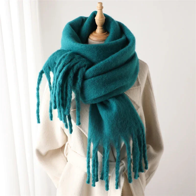 Sciarpa Invernale Per Donna Cashmere Caldo Pashmina Morbida Grande Scialle Con Nappa Poncho Lungo Echarpe