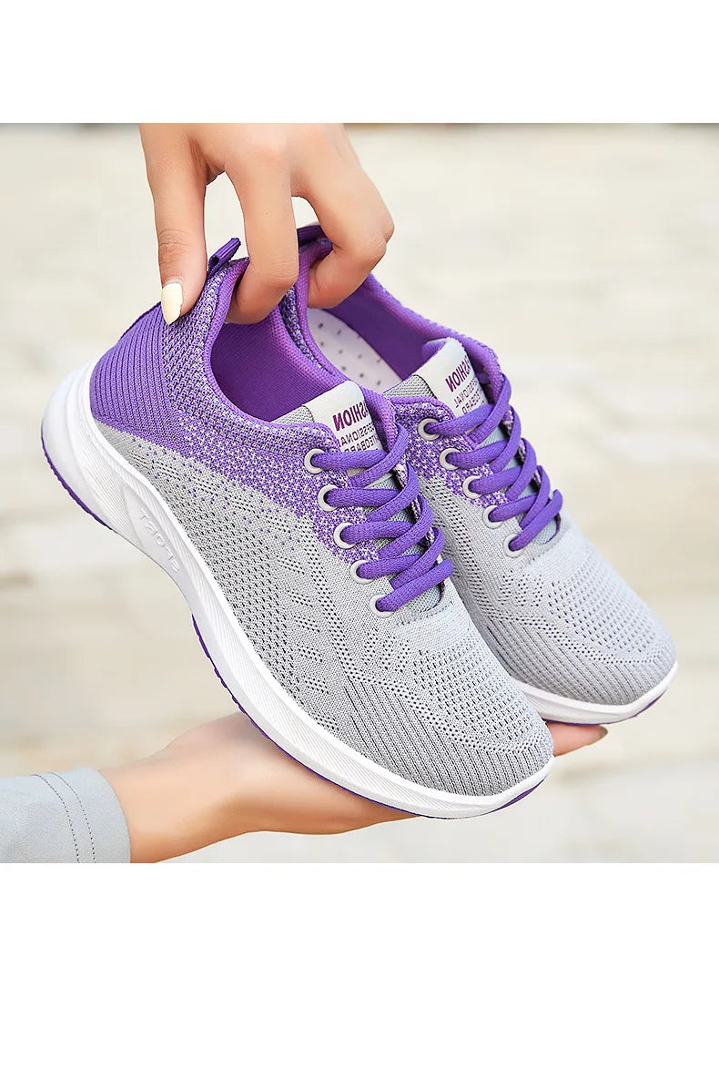 Scarpe Da Ginnastica Da Donna Vulcanizzate Air Mesh Morbide E Leggere Con Plateau Basso Da 1 A 3 Cm Lacci Scarpe Casual