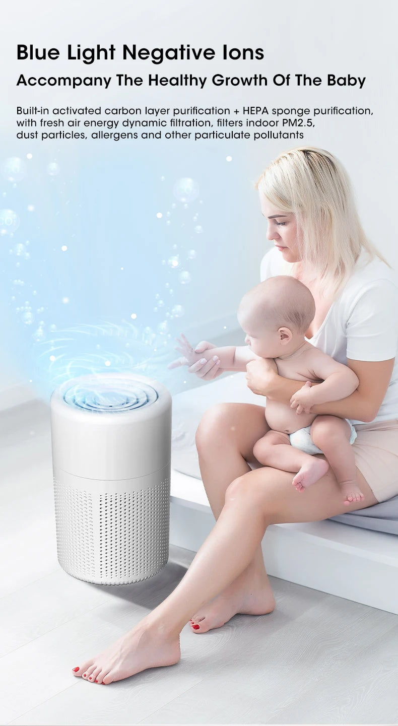 Mini Purificatore D'Aria Da Tavolo Solare Portatile Con Filtro HEPA Deodorante Per Ambienti Rimozione Odori