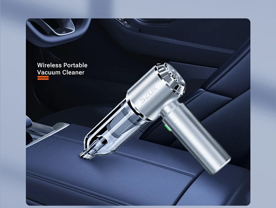 SZUK Aspirapolvere Senza Fili per Auto e Casa Potente 18000 Pa Mini Portatile Contenitore da 0,5 L