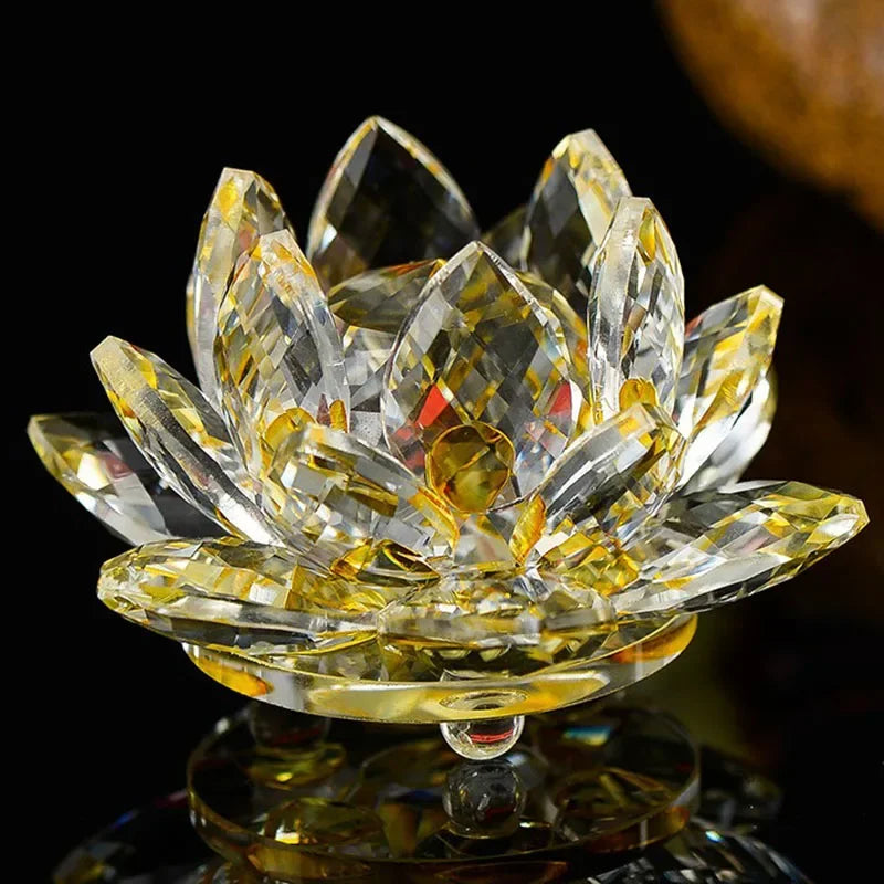 Fermacarte In Cristallo Di Quarzo Fiore Di Loto 80mm Artigianato In Vetro Feng Shui Decorazioni Per Casa Regalo