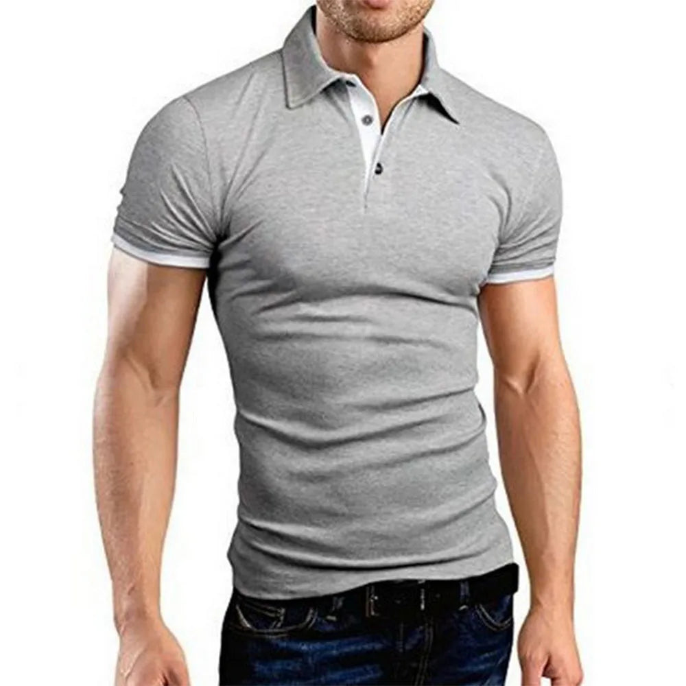 Polo Da Uomo Manica Corta Casual Slim Fit Color Blocking Streetwear Stile Inglese Per Moda Uomo