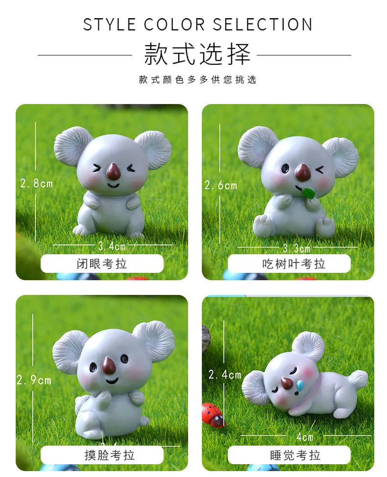 Figurine Di Koala In Resina Cartone Animato Paesaggio Decorazioni Domestiche Per Camera E Scrivania Set 4 12 20 Pezzi
