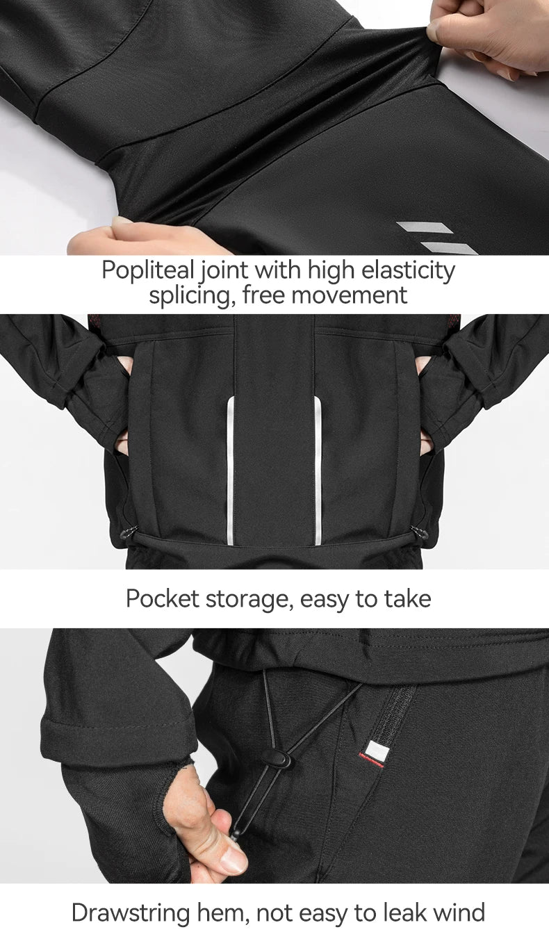 ROCKBROS Giacca Invernale Da Bicicletta Antivento Termica Con Pile Traspirante Impermeabile Riflettente