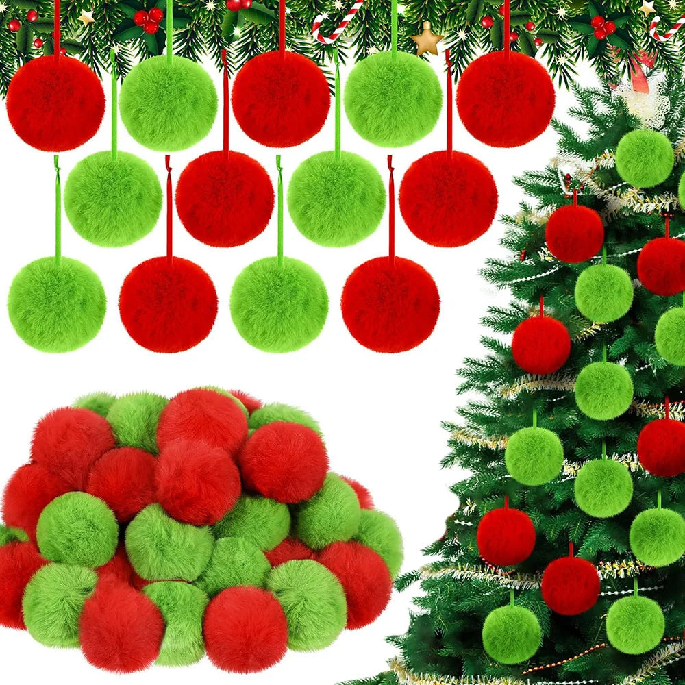 12/24 pezzi 6 cm peluche palla di Natale decorazione albero di Natale ornamento Navidad Natal regalo di Capodanno 2026