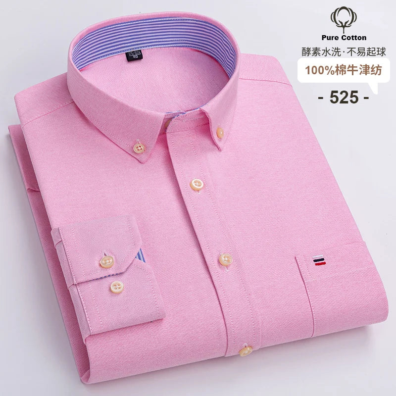 Camicia Da Uomo In Cotone Oxford A Quadri Maniche Lunghe Vestibilità Regolare Con Tasca Frontale