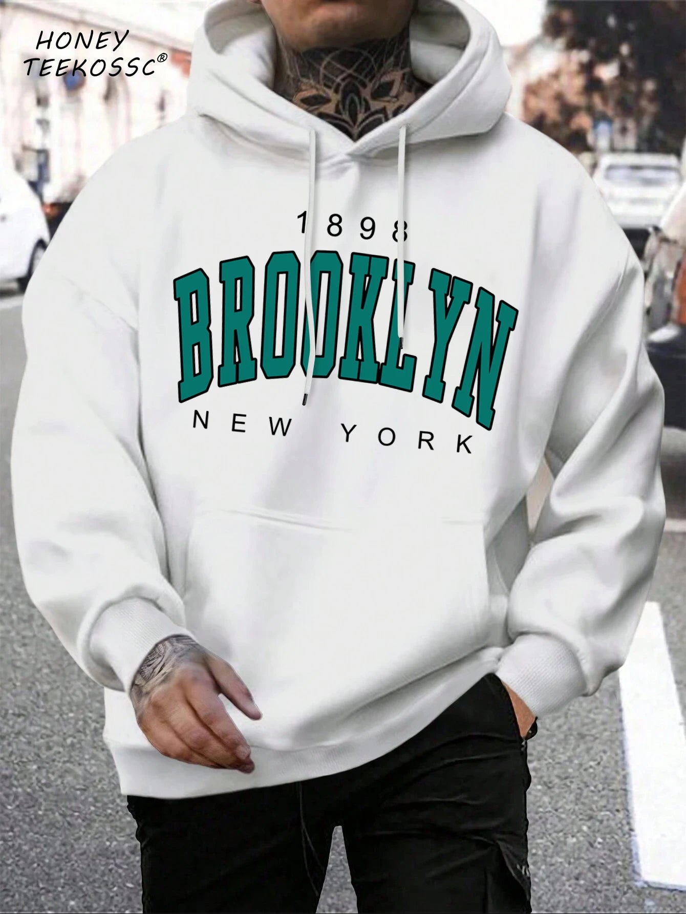Brooklyn Est 1998 New York Stampa Felpe da uomo Harajuku Felpa con cappuccio girocollo Moda Felpa con cappuccio oversize Autunno Comodo tuta