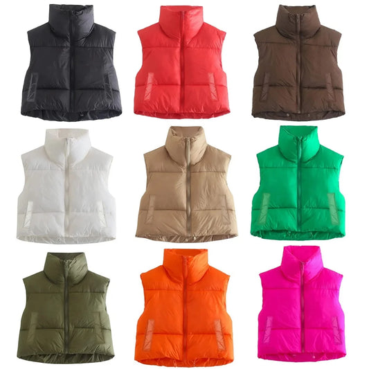 Gilet Da Donna Senza Maniche Autunno Inverno Cappotto Corto Caldo Con Colletto A V Giacca Capispalla Di Moda