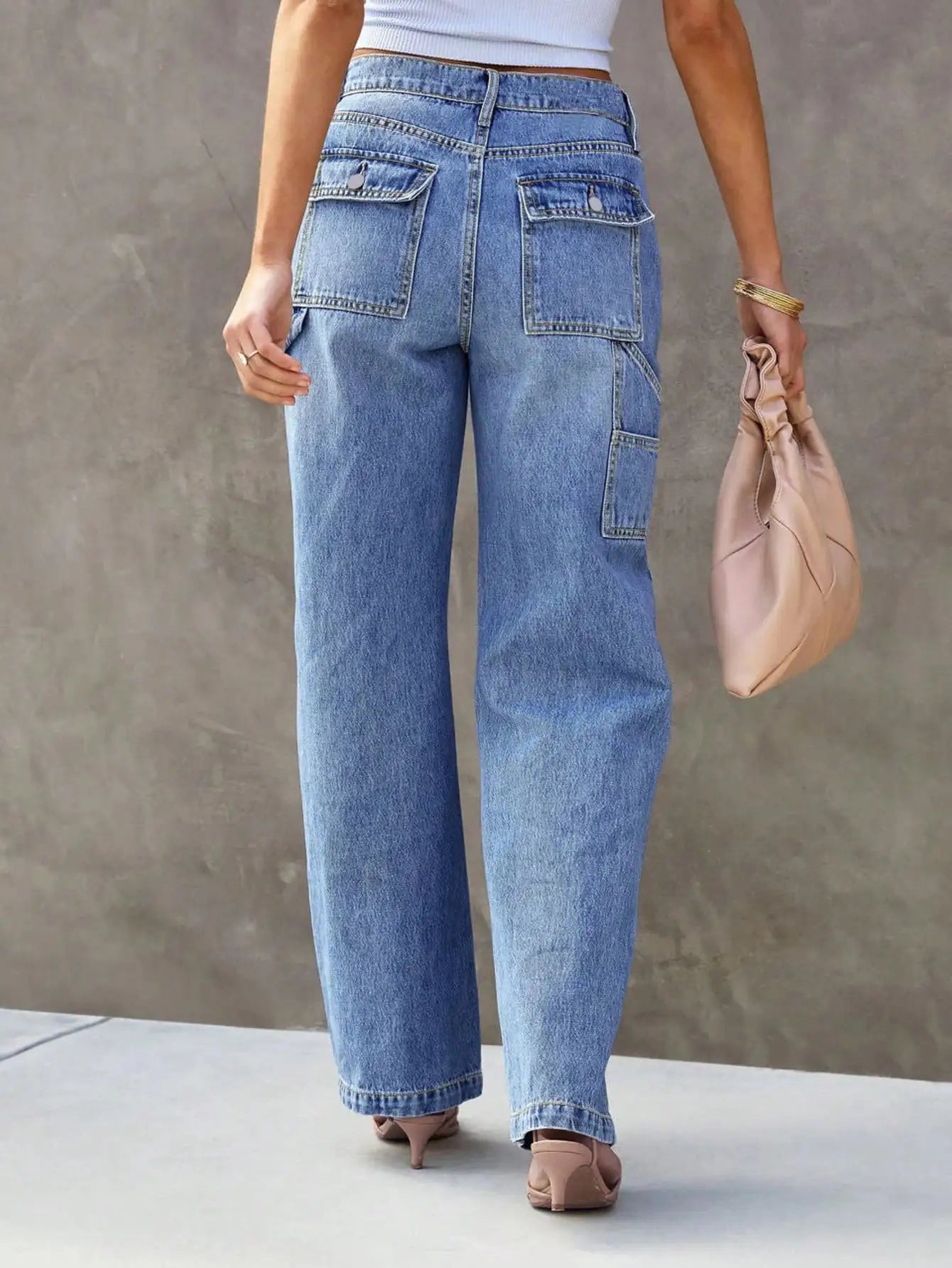 Jeans Da Donna A Gamba Larga Azzurri In Denim Eleganti E Comodi Per Uno Stile Semplice E Alla Moda