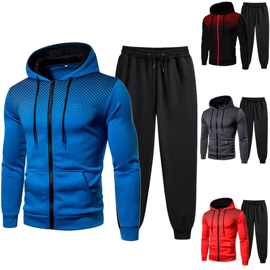 Tuta Da Uomo Set Abbigliamento Sportivo Con Cappuccio Cerniera Felpa Pantaloni Da Corsa Per Allenamento