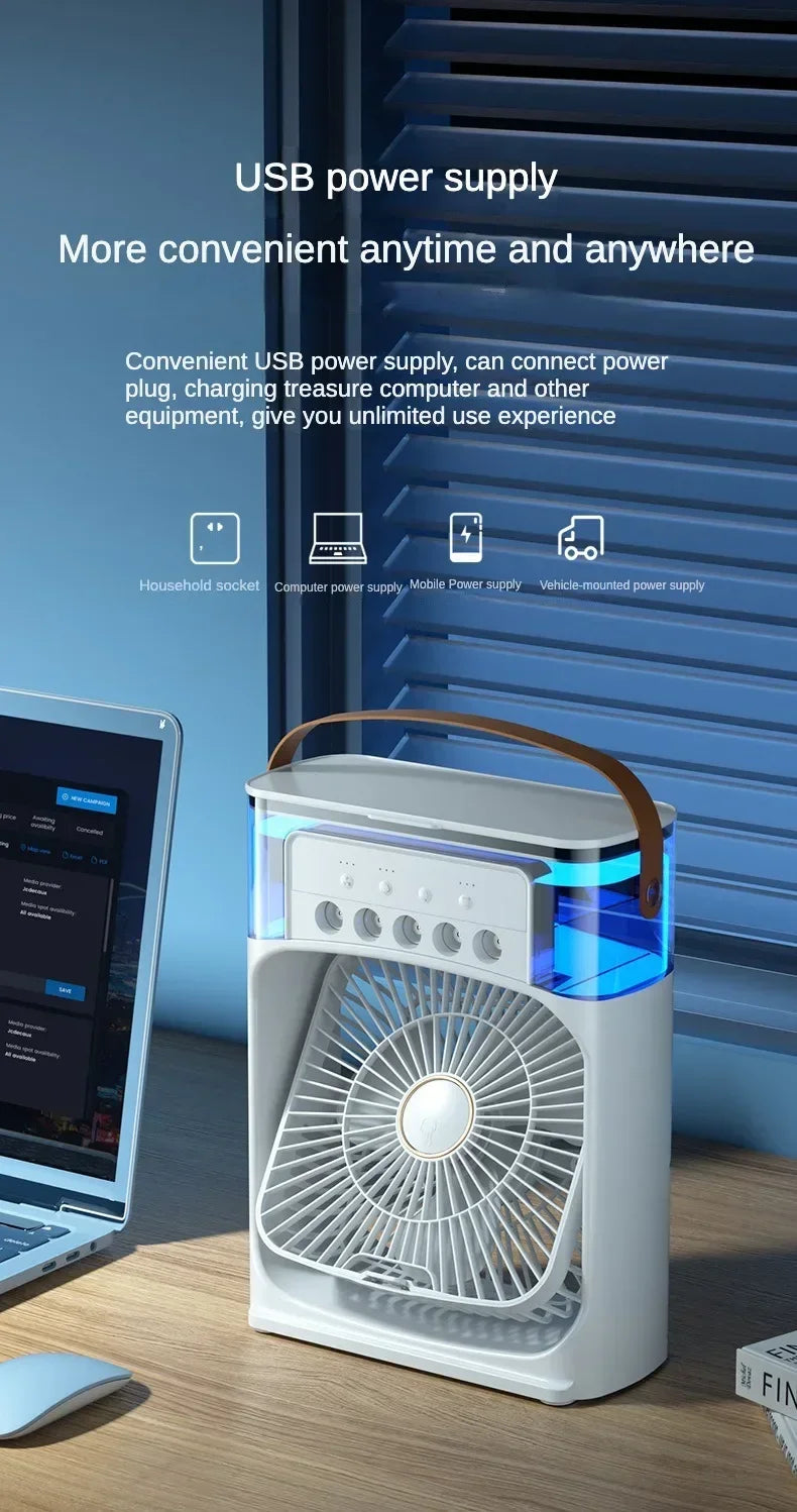 Ventilatore Umidificatore Portatile Per Uso Domestico Condizionatore Aria Tre Velocità Raffreddamento