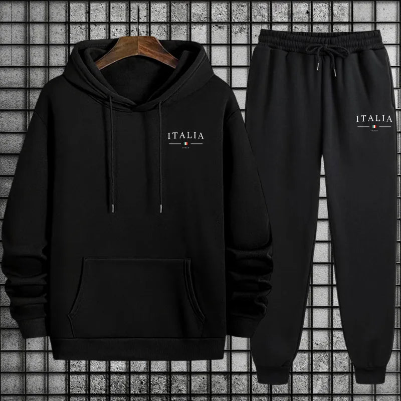 Tuta Da Uomo Di Qualità Con Cappuccio Monopezzo Felpe Con Stampa Streetwear Autunno Inverno Pantaloni