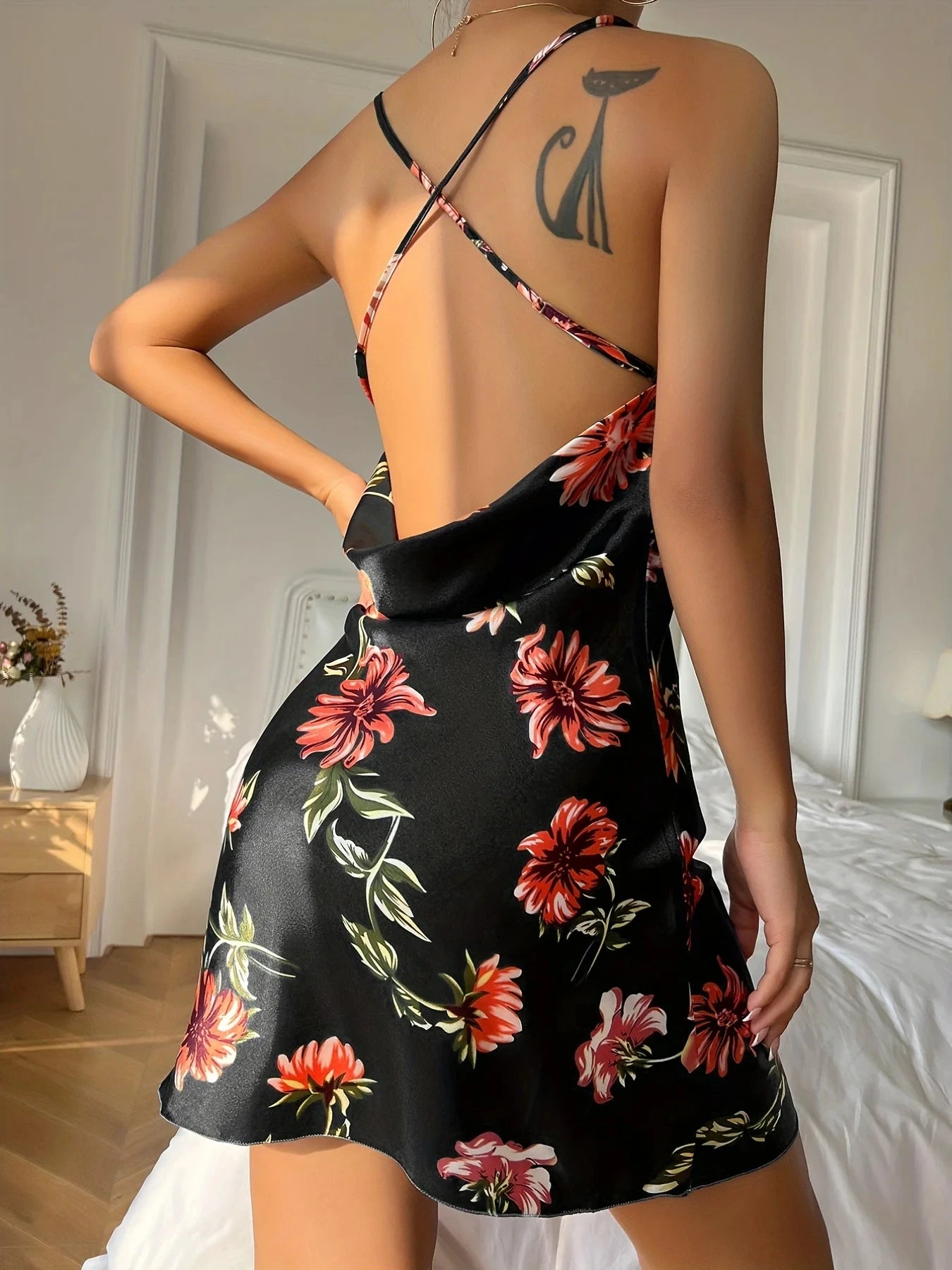 Abito Sottoveste Estivo Midi Traspirante Per Donne Con Spalline Sottili E Spacco Retro Effetto Seta Ghiaccio