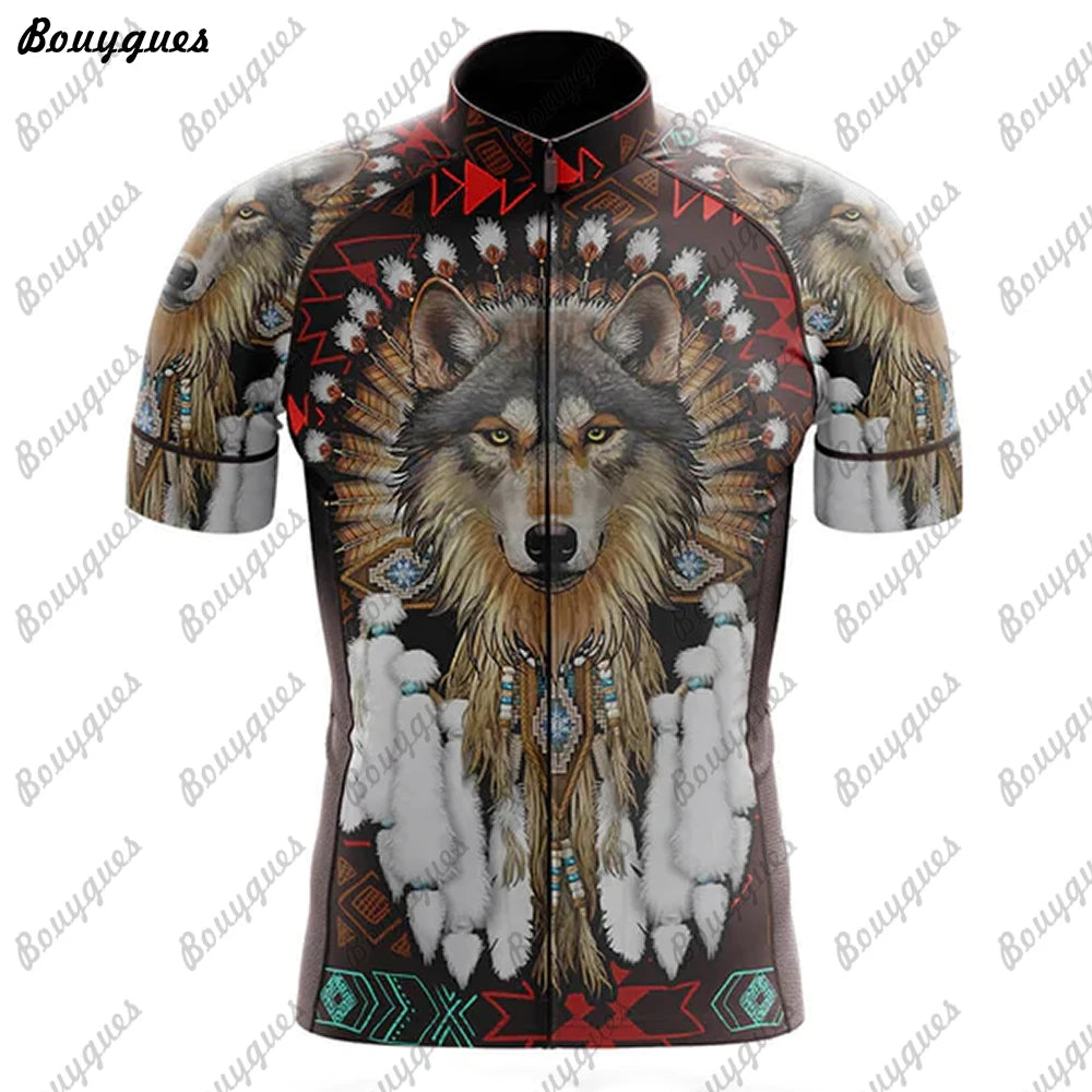 Maglia Ciclismo Uomo Wolf Pro Team MTB Downhill Alta Qualita Tricot Traspirante Con Tasche E Asciugatura Rapida