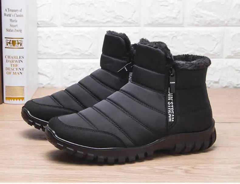 Scarpe Invernali Da Uomo Sneakers Stivali Da Neve Con Cerniera In Cotone Caldo Impermeabili Spedizione Gratuita