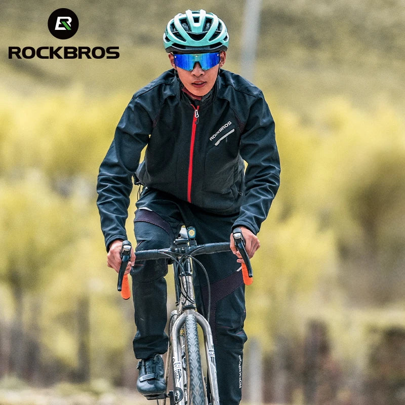 ROCKBROS Giacca Invernale Da Bicicletta Antivento Termica Con Pile Traspirante Impermeabile Riflettente