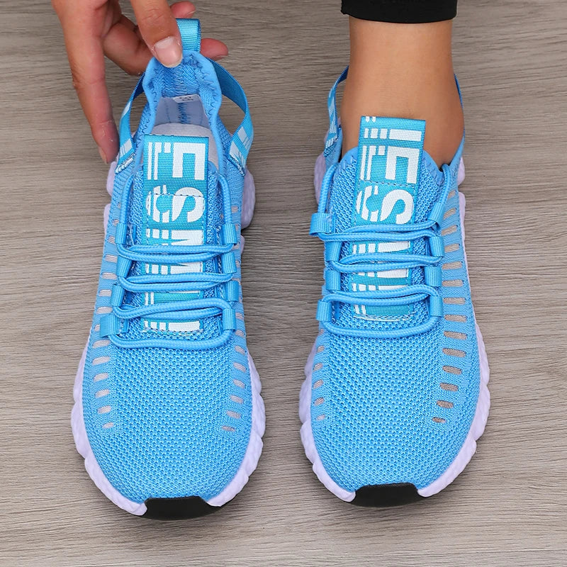 Scarpe sportive da donna Mesh Leggero Suola morbida Cinturino da jogging Traspirante Moda Sport Walking Scarpe basse da tennis casual per uomo