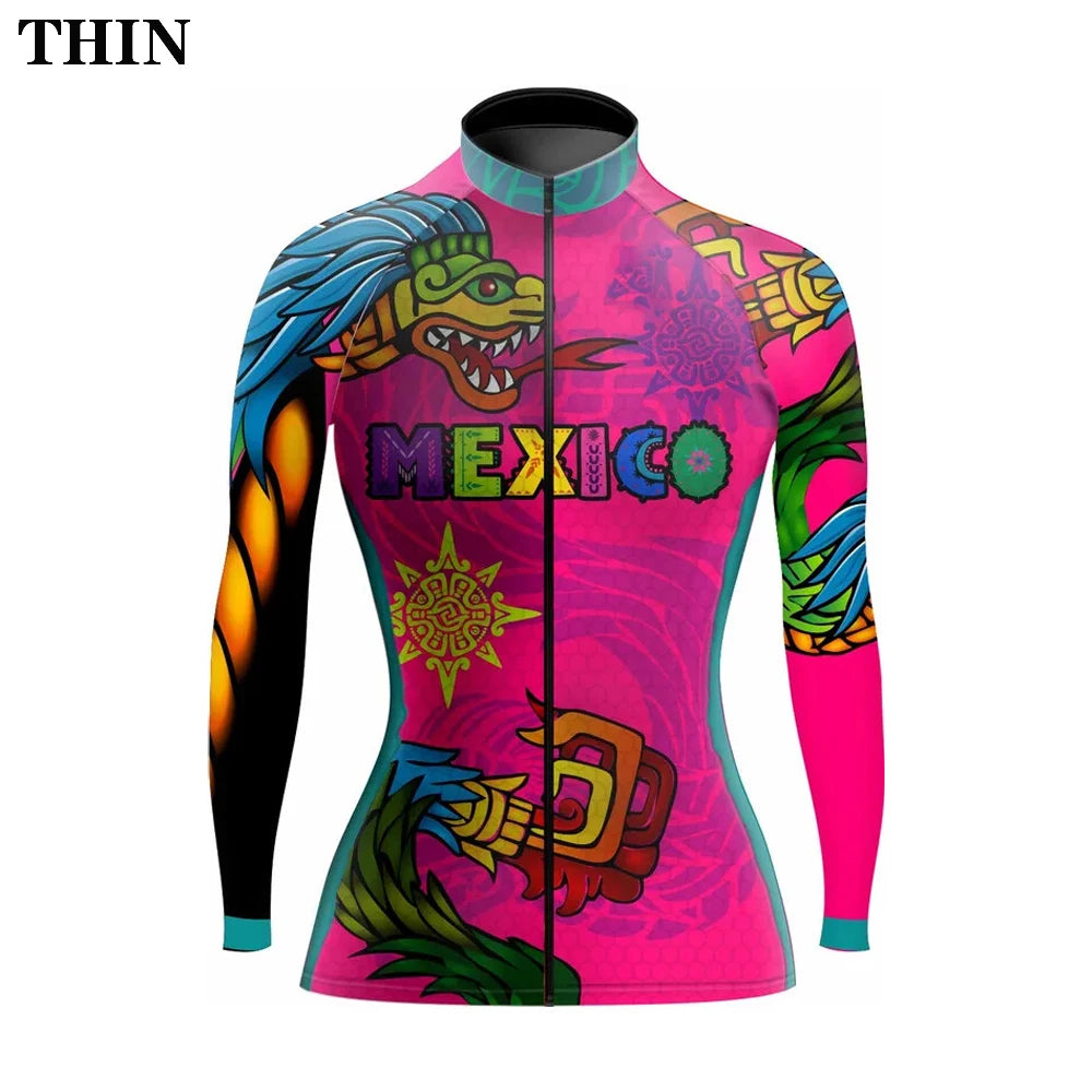 Downorup Maglia Ciclismo Donna Manica Lunga Tutta La Stagione Pile Caldo Leggera Modello L001