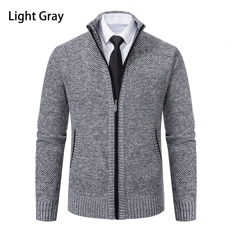 Cappotto Sportivo Casual Da Uomo In Jersey Autunno Inverno Con Colletto Alla Coreana E Cerniera Frontale In Pile