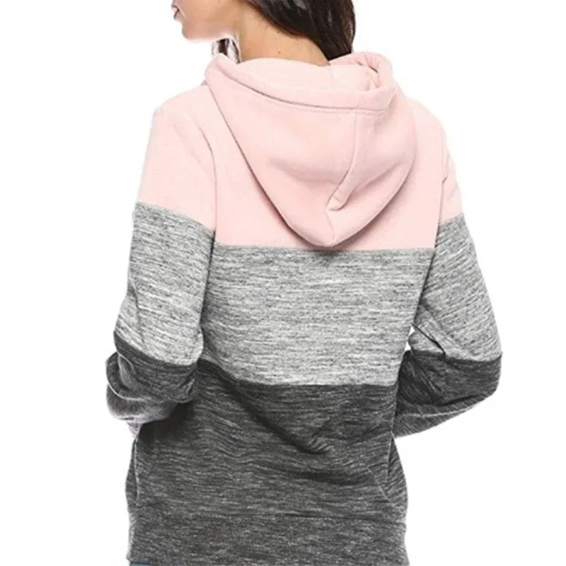 Tuta Da Donna Color Block Con Cappuccio Felpa Pantaloni Sportivi Versatili Casual Jogging Abiti Dalla Taglia S Fino A 3XL