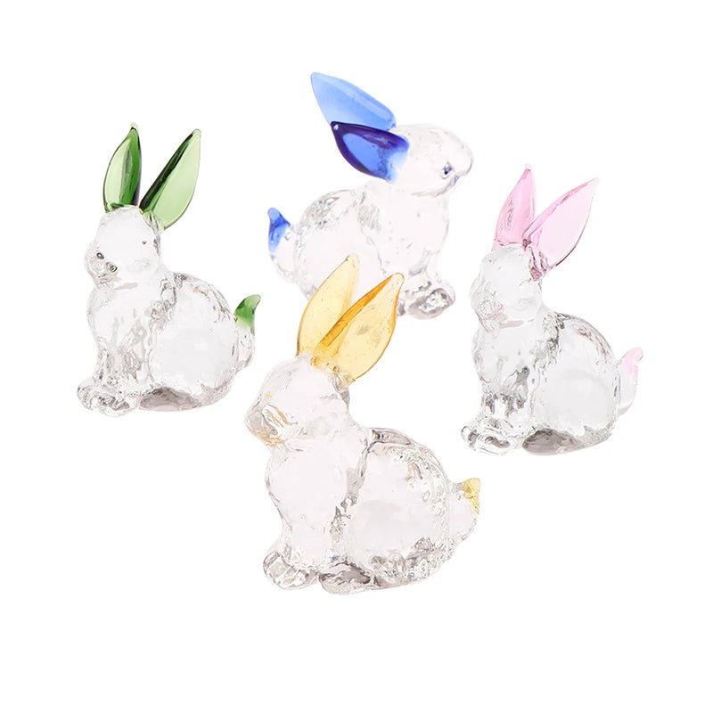 Figurine Fatte A Mano Degli Animali Mascotte Coniglio In Vetro Cristallo Ornamenti Per Tavolo Ufficio Soggiorno