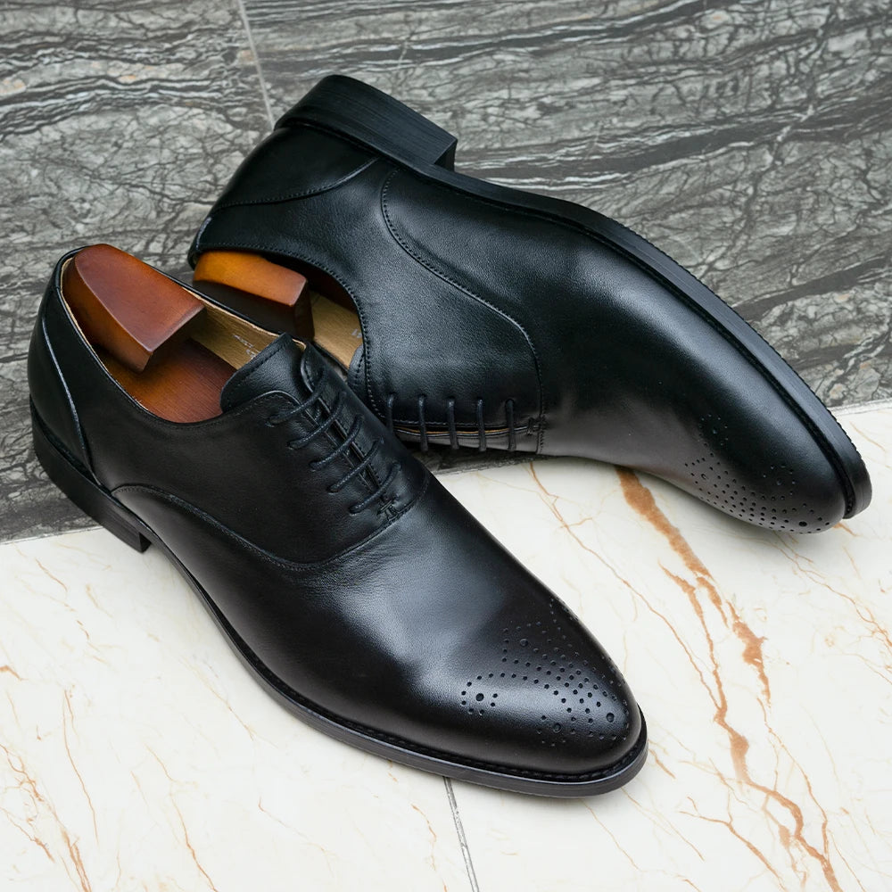 Scarpe Oxford Da Uomo In Vera Pelle Stile Classico Italiano Con Lacci Per Matrimonio Ufficio Aziendale Nere E Marroni