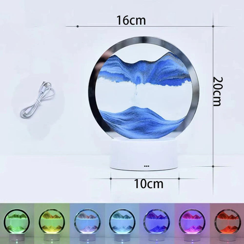 Clessidra Creativa Sabbie Mobili Luminose e Pittura Paesaggistica Ornamento Per Soggiorno Ufficio Luce Lusso Regalo