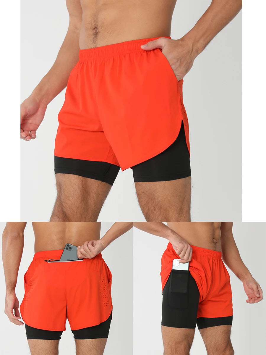 Pantaloncini Da Corsa Da Uomo 2 In 1 Palestra Asciugatura Rapida Pantaloni Corti Sportivi Estivi