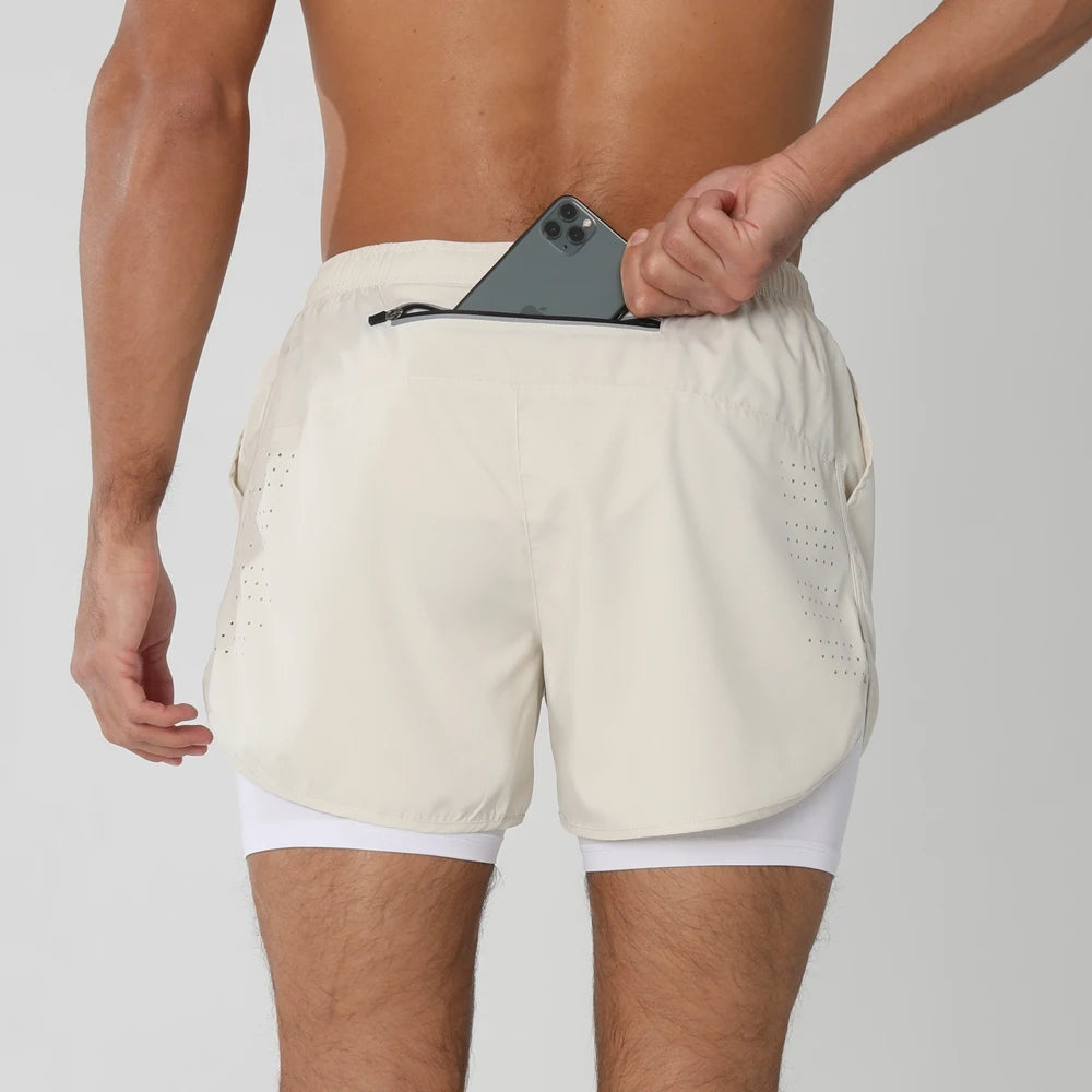 Pantaloncini Da Corsa Da Uomo 2 In 1 Palestra Asciugatura Rapida Pantaloni Corti Sportivi Estivi