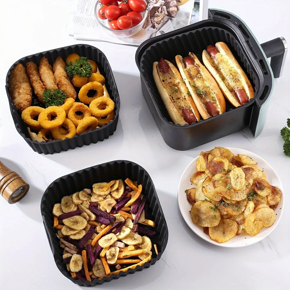 Fodere in Silicone Riutilizzabili per Friggitrice ad Aria Tappetino Quadrato Antiaderente per Cestello 4-7 Qt Accessori