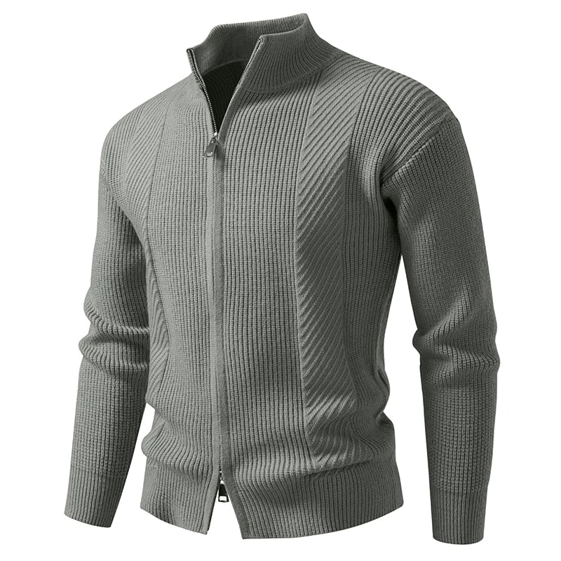 Cardigan Slim Fit Uomo Autunno Inverno Con Zip E Collo Mandarino Caldo Moda Casual